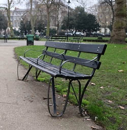 Park bench in Russell Square