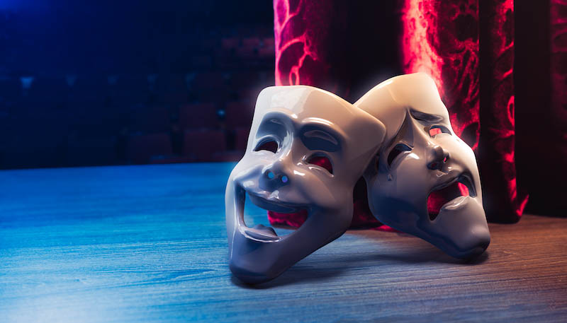 masks and stage showing theatre concept